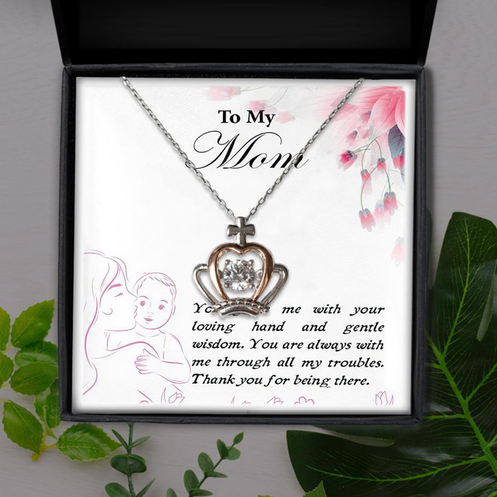 New Mom Gift For Mom I Love You Forever Crown Pendant Necklace