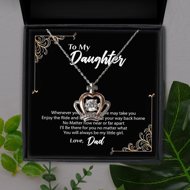 Never Forget Your Way Back Home Dad Gift For Daughter Crown Pendant Necklace