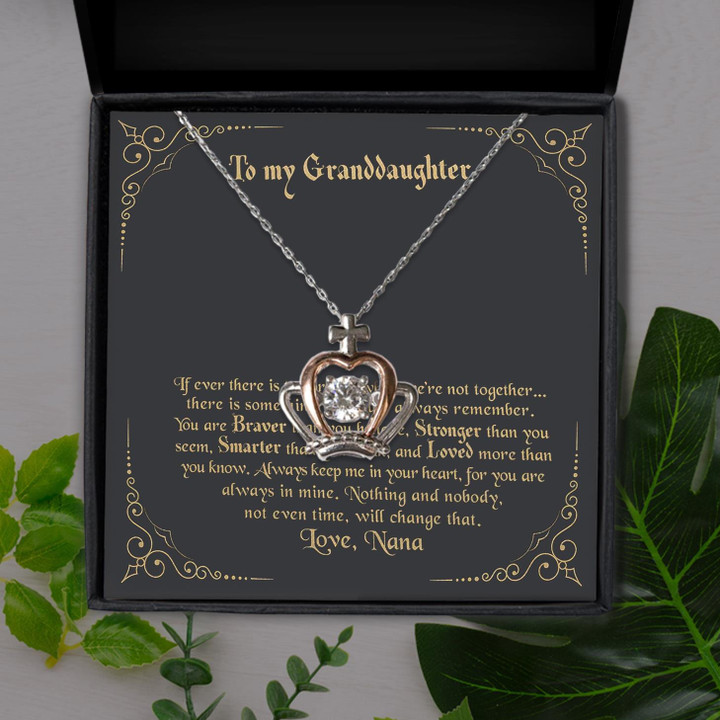 Nana Gift For Granddaughter Nothing Can Change That Crown Pendant Necklace