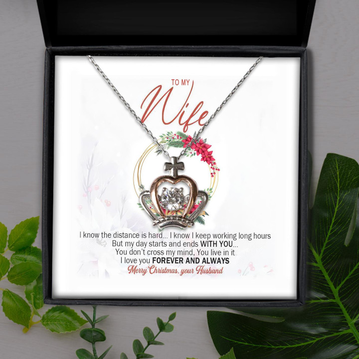 My Day Starts And Ends With You Gift For Wife Crown Pendant Necklace