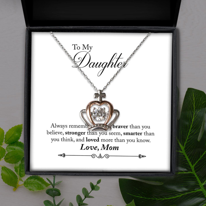 Mom Gift For Daughter You Are Smarter Than You Think Crown Pendant Necklace