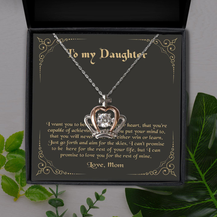 Mom Gift For Daughter Believe In Deep Your Heart Crown Pendant Necklace