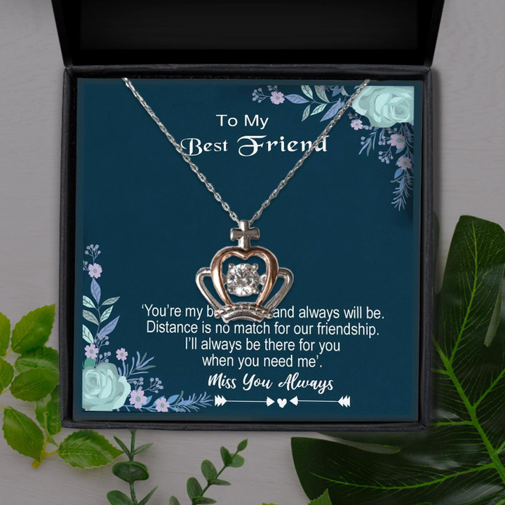 Miss You Always Best Friend Gift For Friend Crown Pendant Necklace