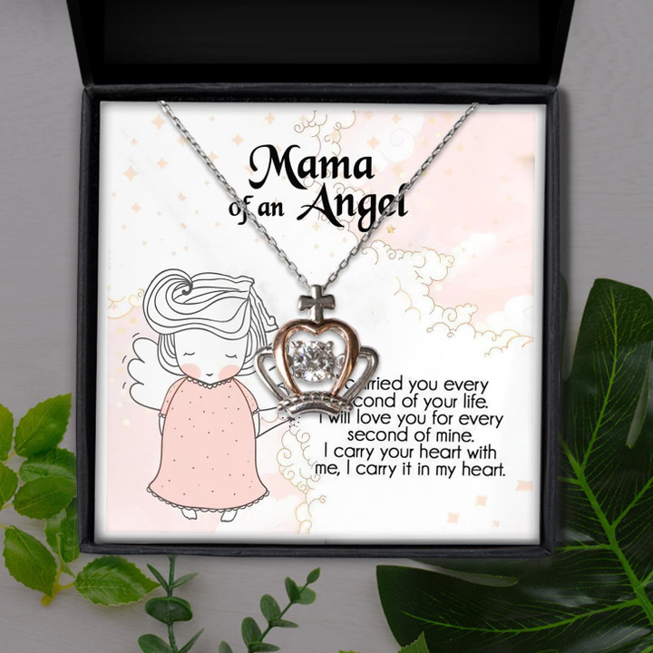 Miscarriage I Carry It In My Heart Gift For Mom Mama Of An Angel Crown Pendant Necklace