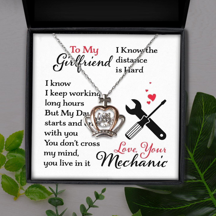 Mechanic Gift For Girlfriend You Live In My Mind Crown Pendant Necklace