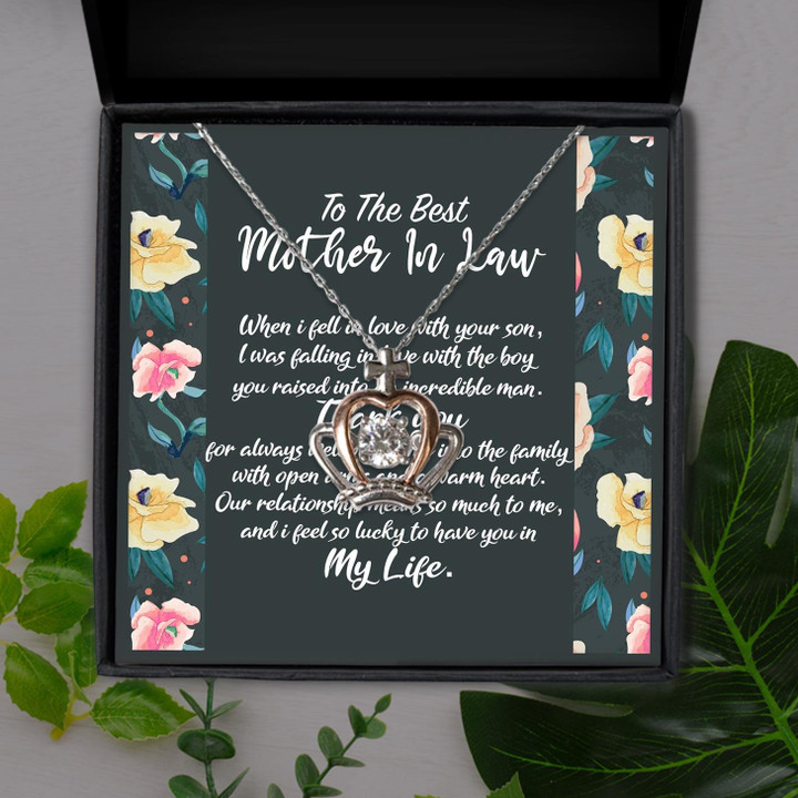 Lucky To Have You For Mom In Law Gift For Mom Crown Pendant Necklace