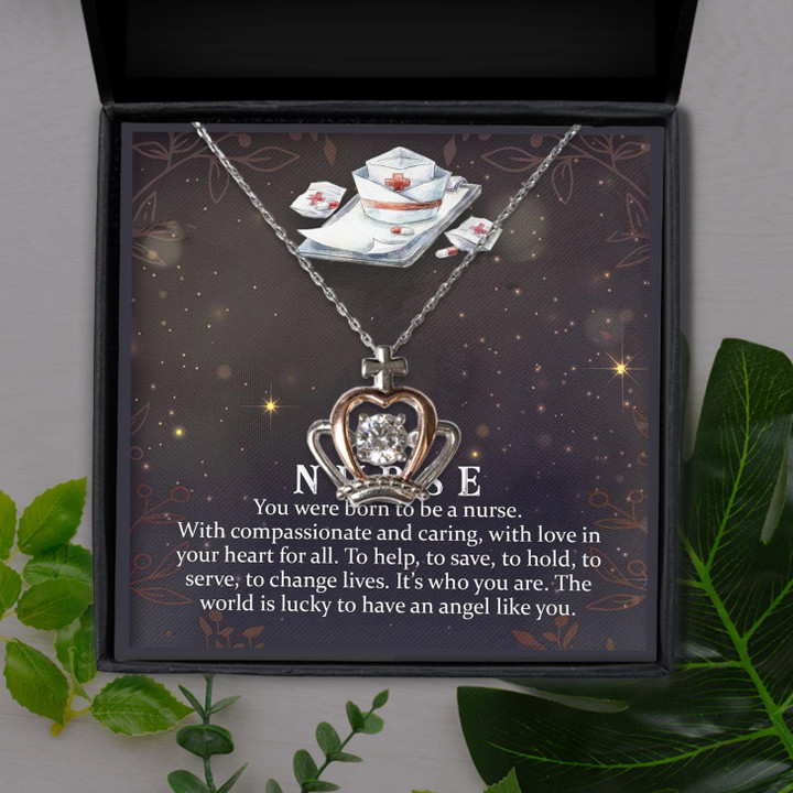 Lucky To Have An Angel Like You Gift For Nurse Crown Pendant Necklace