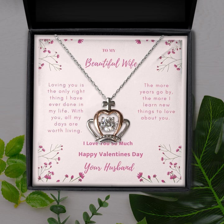 Loving You Is The Only Right Thing Gift For Wife Crown Pendant Necklace