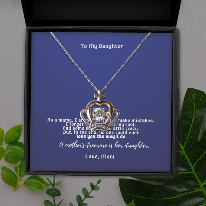 Love You The Way I Do Sweetest Gift For Daughter Crown Pendant Necklace
