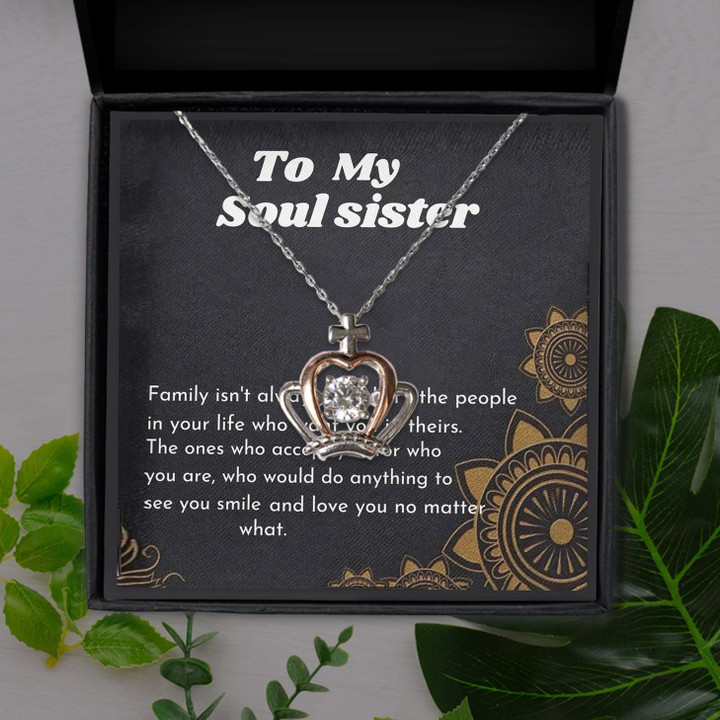 Love You No Matter What For Soul Sister Gift For Sister Crown Pendant Necklace