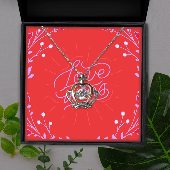Love Wins Red Background Unique Style Gift For Friend Crown Pendant Necklace