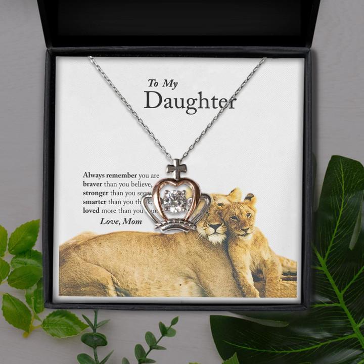 Lion Always Remember Gift For Daughter Crown Pendant Necklace