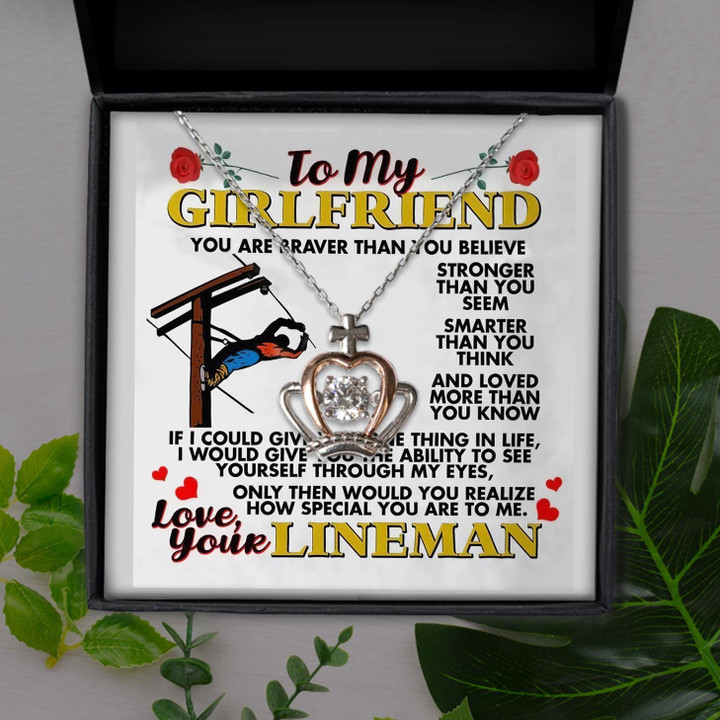 Lineman Gift For Girlfriend How Special You Are To Me Crown Pendant Necklace