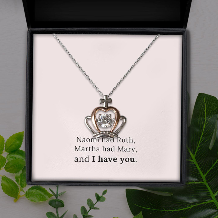 Like Naomi And Ruth Martha And Mary Gift For Her Crown Pendant Necklace