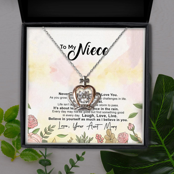 Just Do Your Best Present Gift For Niece Crown Pendant Necklace
