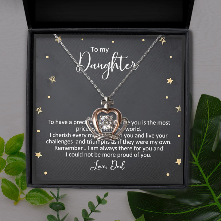 I'm Always There For You Gift For Daughter Crown Pendant Necklace