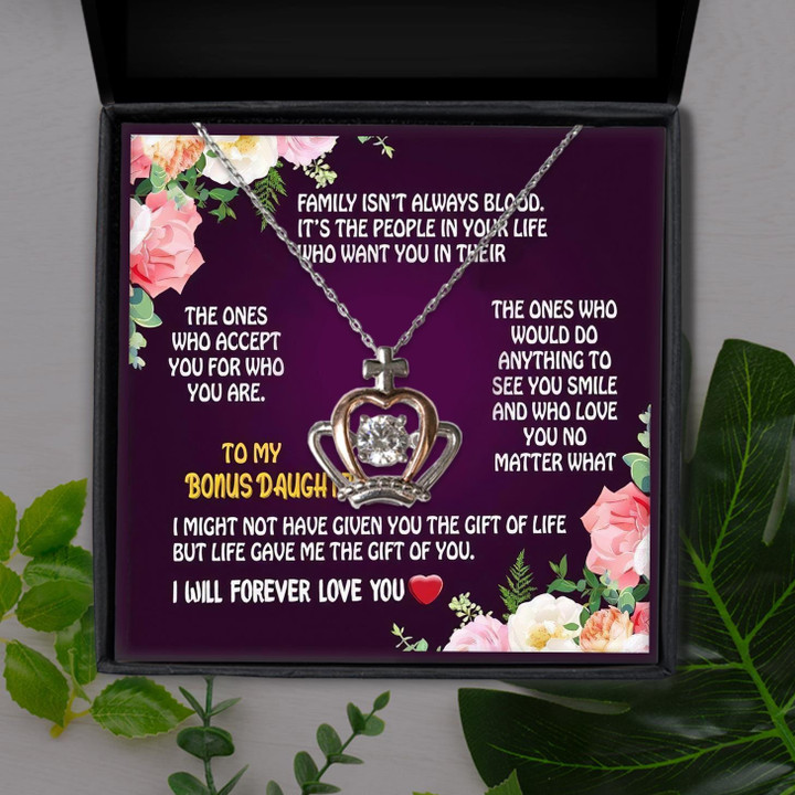 I'll Forever Love You Giving Bonus Daughter Gift For Daughter Crown Pendant Necklace