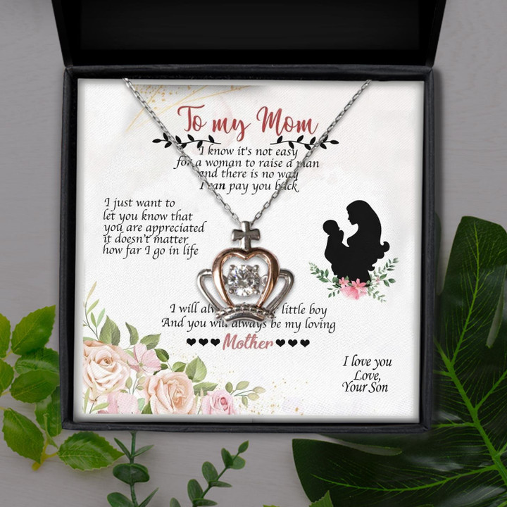 I'll Always Be Your Little Boy Son Gift For Mom Crown Pendant Necklace