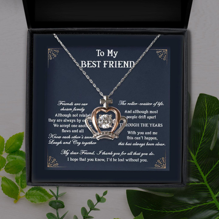I'd Be Lost Without You Gift For Friend Crown Pendant Necklace