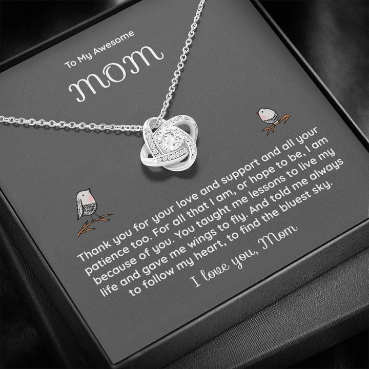 Gift For Mom You Taught Me Lessons To Live In My Life Love Knot Necklace
