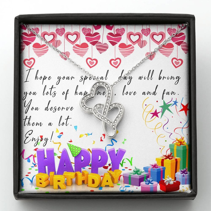 Gift For Bestie Happy Birthday I Hope Your Special Day Double Hearts Necklace