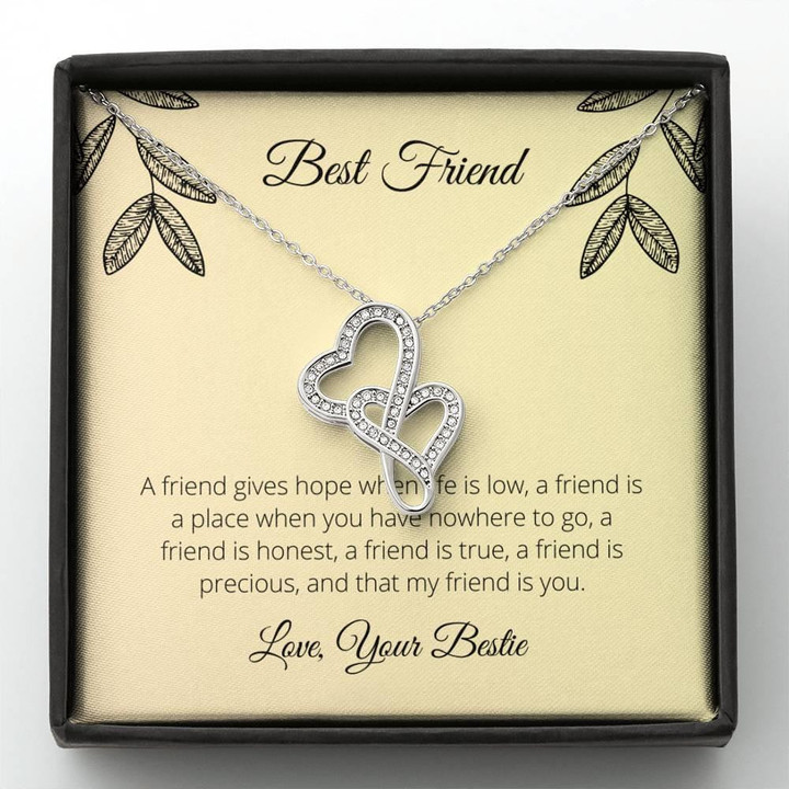 Gift For Friend A Friend Gives Hope When Life Is Low Double Hearts Necklace