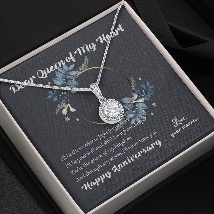 Gift For Wife Queen Of My Heart Happy Anniversary Eternal Hope Necklace