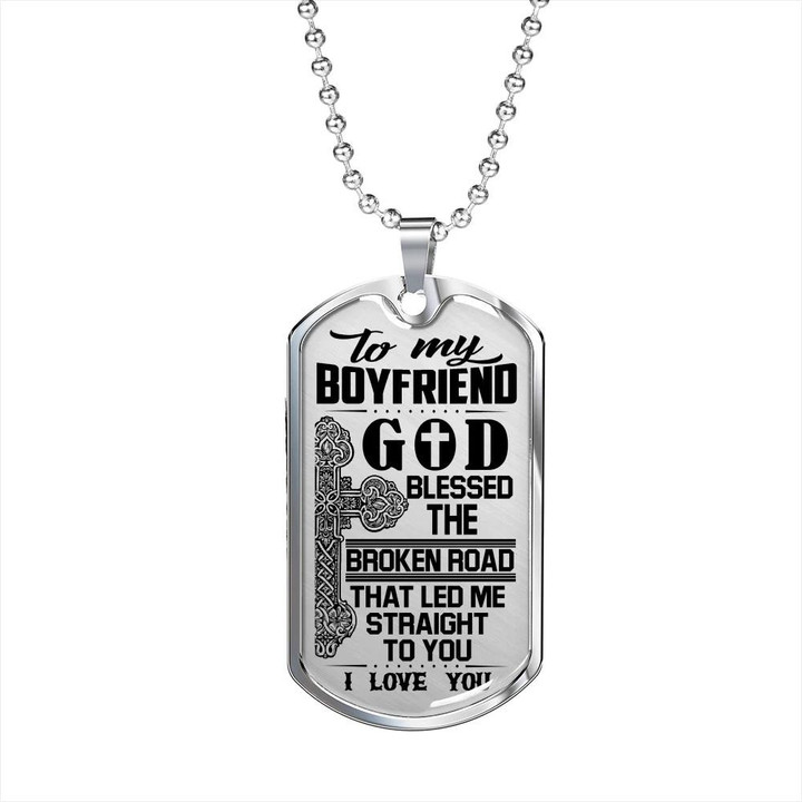 Gift For Boyfriend Viking God Blessed The Broken Road Dog Tag Pendant Necklace