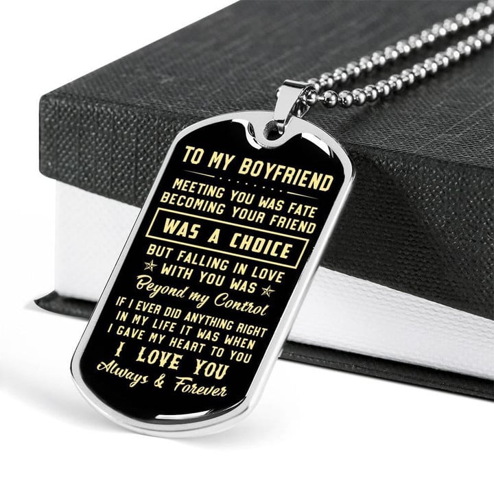 Meaningful Gift For Boyfriend Becoming Your Friend Was A Choice Dog Tag Pendant Necklace