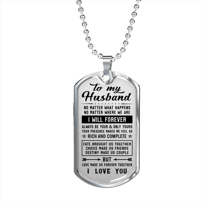 Wife Gift For Husband Dog Tag Pendant Necklace I Love You