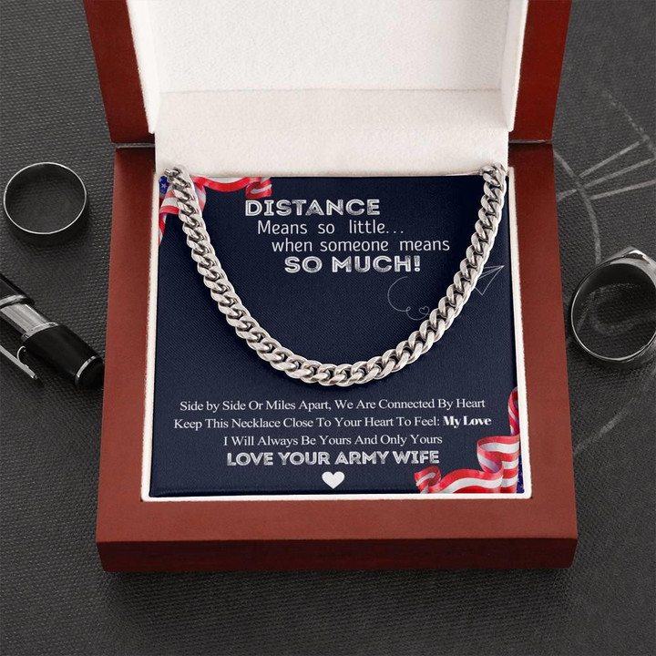 Wife Gift For Husband Long Distance Relationship Cuban Link Chain With Mahogany Style Gift Box