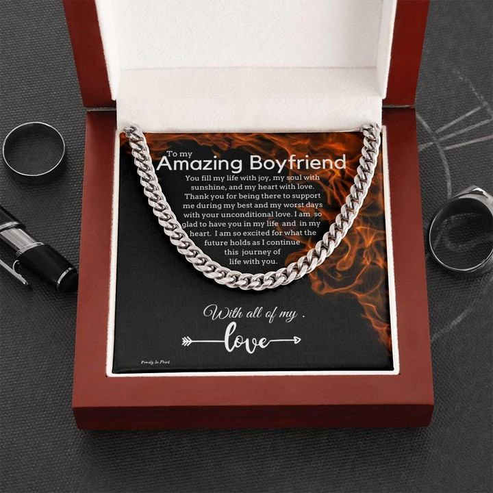 I Am Glad To Have You Cuban Link Chain Gift For Boyfriend