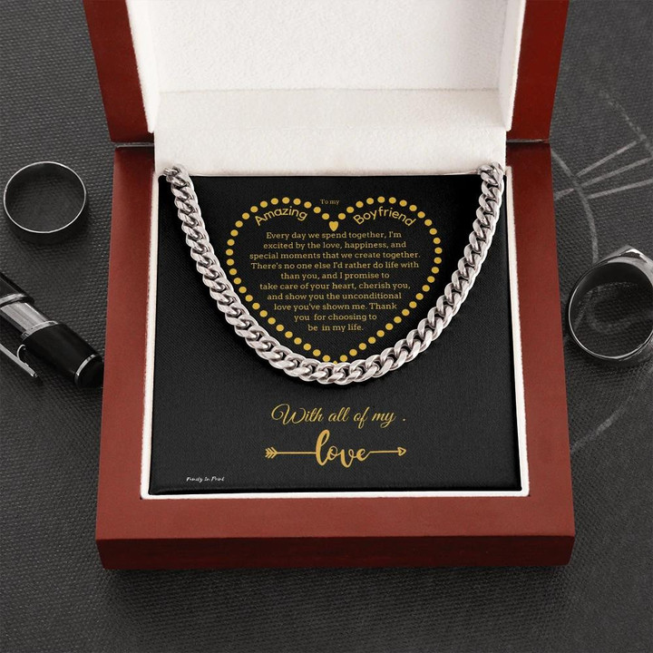 Gift For Boyfriend Take Care Of Your Heart Cuban Link Chain