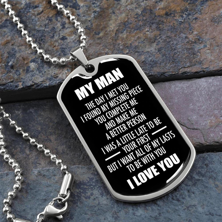 Gift For Him I Was A Little Late To Be Your First Dog Tag Pendant Necklace