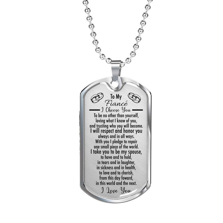 Anniversary Gift For Husband Fiance I Take You To Be My Spouse Dog Tag Pendant Necklace