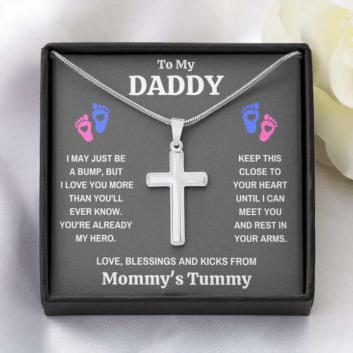 Cool Birthday Gift For Dad You're Already My Hero Cross Necklace