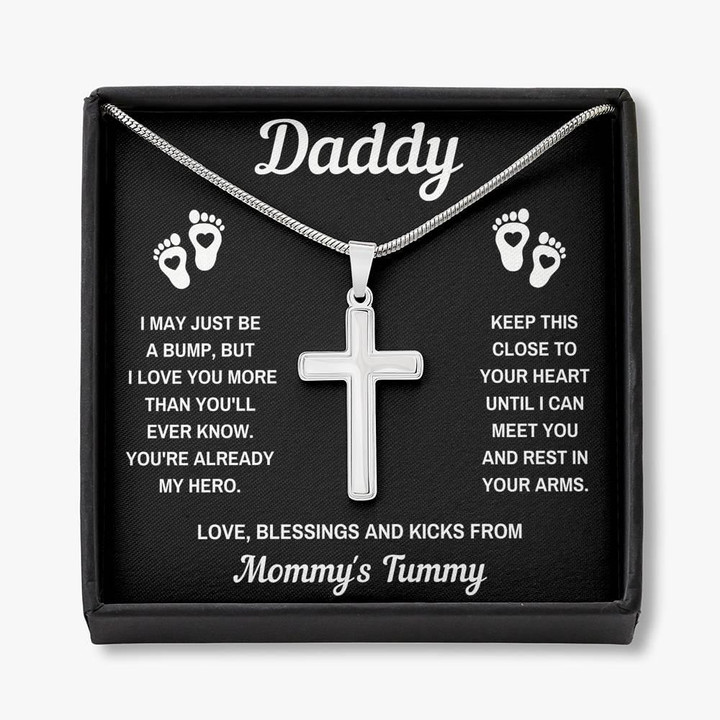 Wonderful Gift For Dad Rest In Your Arms Cross Necklace With Message Card