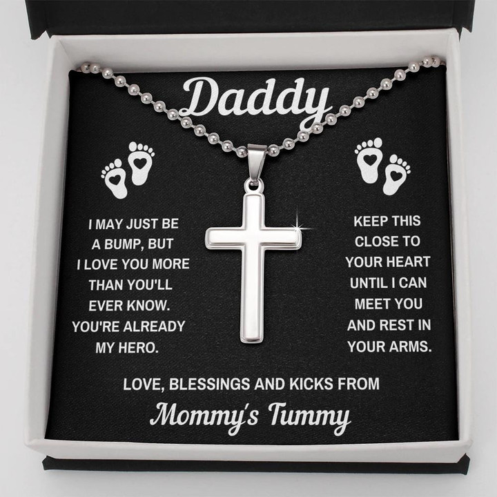 Great Gift For Dad You're Already My Hero Cross Necklace With Message Card