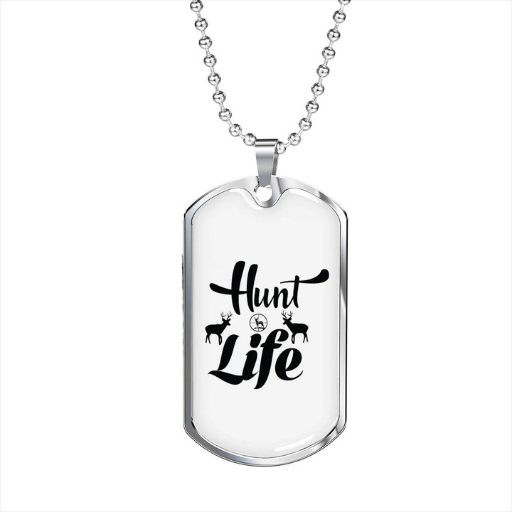 Hunt Life Deer Silhouette Gift For Dad Dog Tag Pendant Necklace