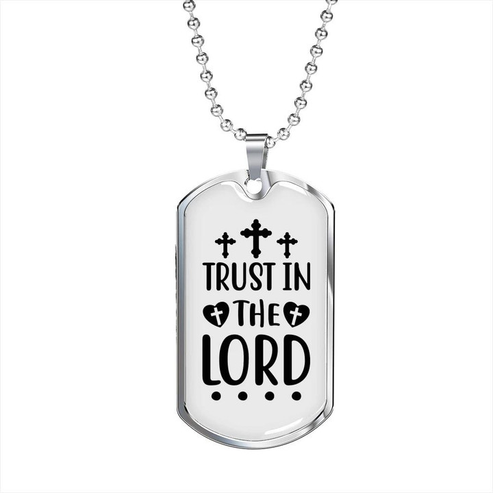 Trust In Lord Cross Black Heart Gift For Him Christian Dog Tag Pendant Necklace