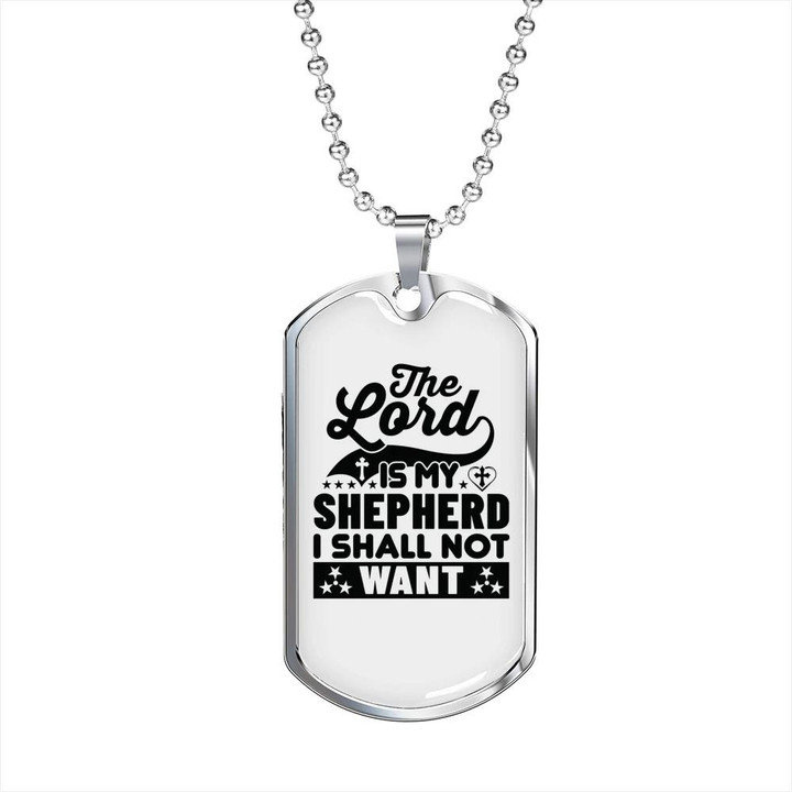 The Lord Is My Shepherd Gift For Him Christian Dog Tag Pendant Necklace