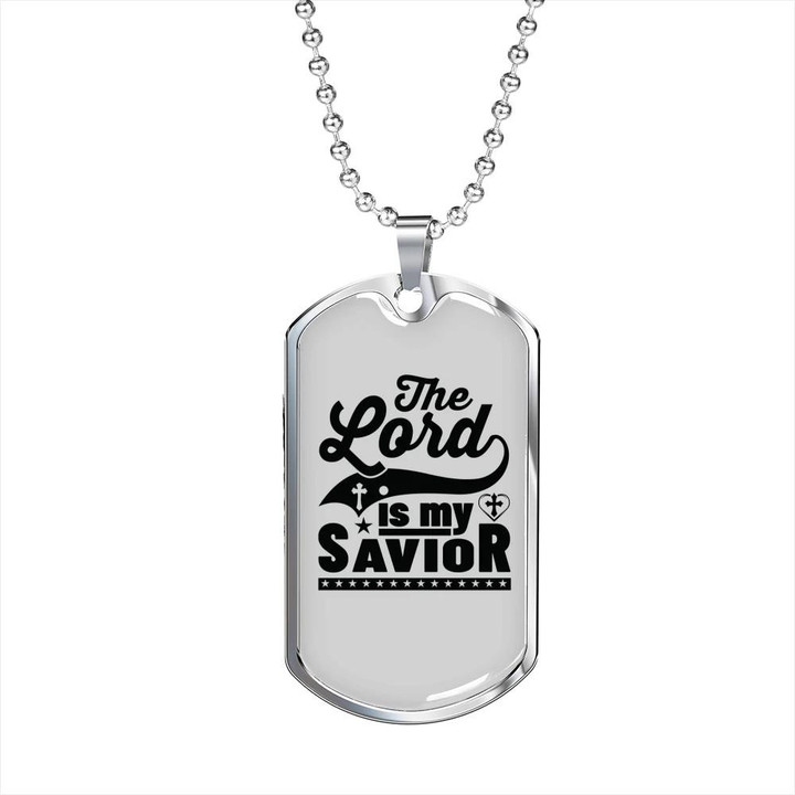 Lord Is My Savior Christian Gift For Dad Dog Tag Pendant Necklace