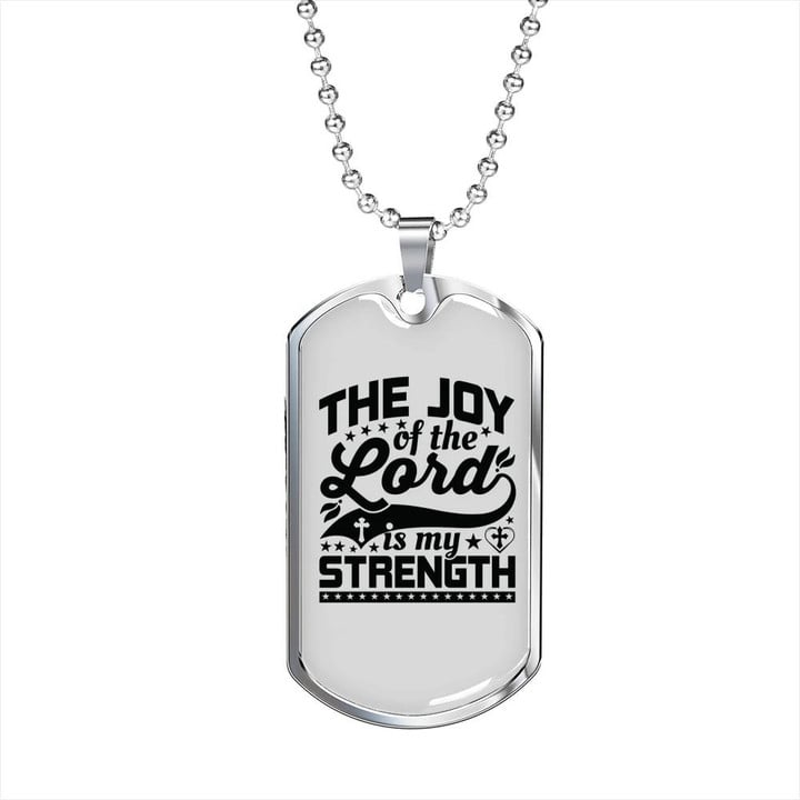 The Joy Of Lord Is My Strength Black Christian Dog Tag Pendant Necklace