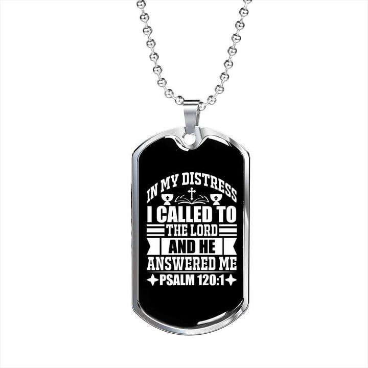 In My Distress I Called Christian Dog Tag Pendant Necklace Gift For Dad