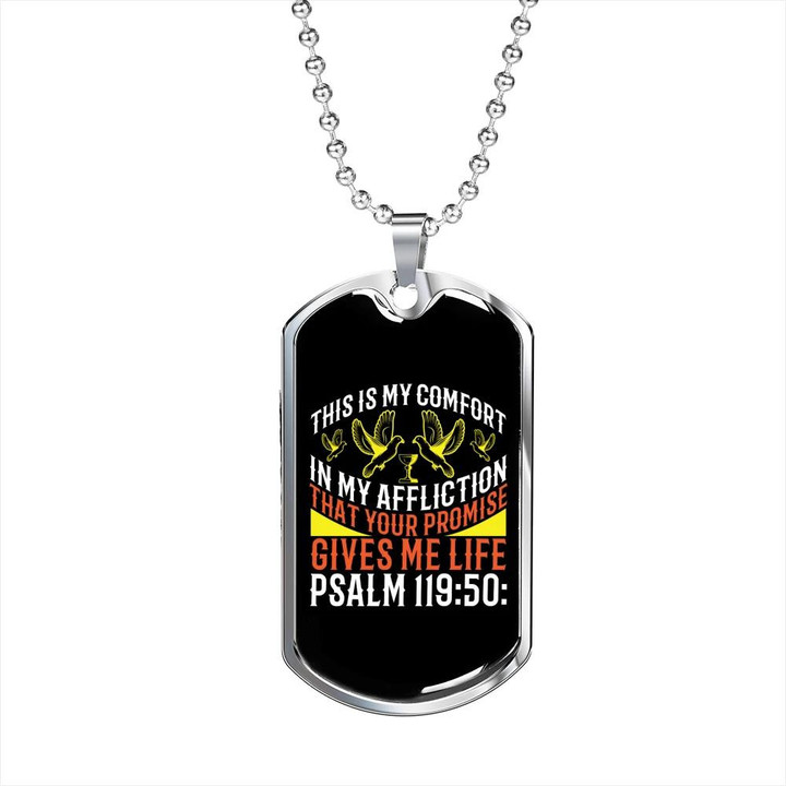 This Is My Comfort In My Affliction Christian Dog Tag Pendant Necklace Gift For Dad