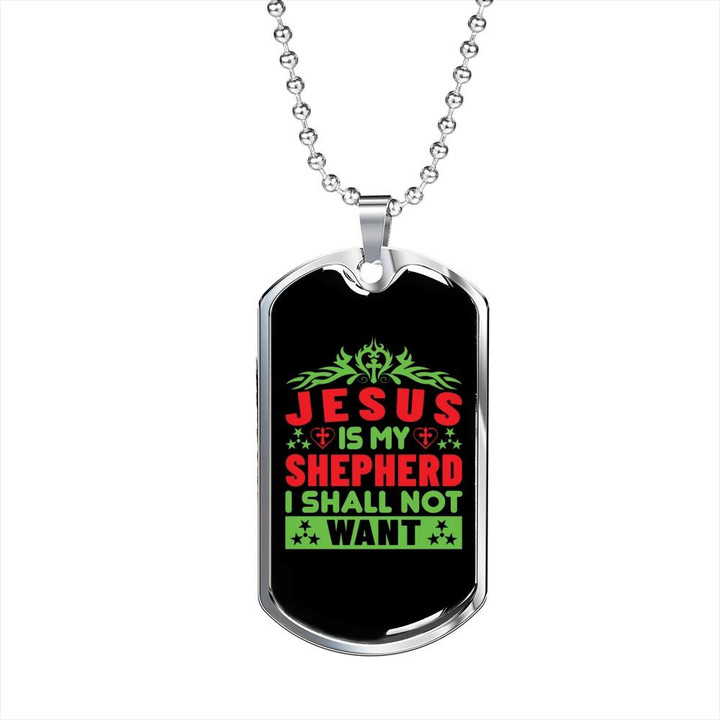 Jesus Is My Shepherd Christian Dog Tag Pendant Necklace Gift For Dad
