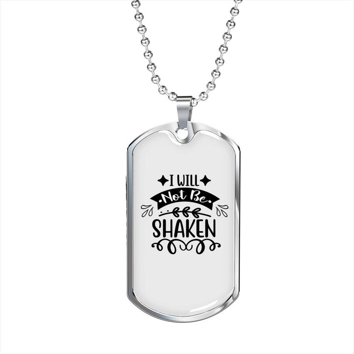 I Will Not Be Shaken Christian Quotes Dog Tag Pendant Necklace Gift For Dad