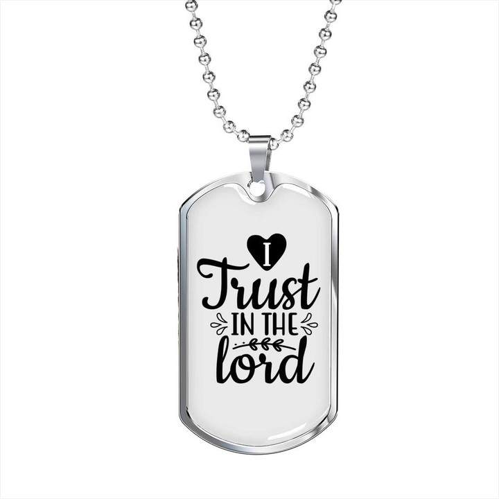 Black Heart I Trust The Lord Christian Dog Tag Pendant Necklace Gift For Dad