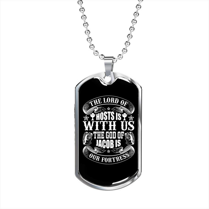 The Lord Of Hosts Is With Us Christian Dog Tag Pendant Necklace Gift For Dad