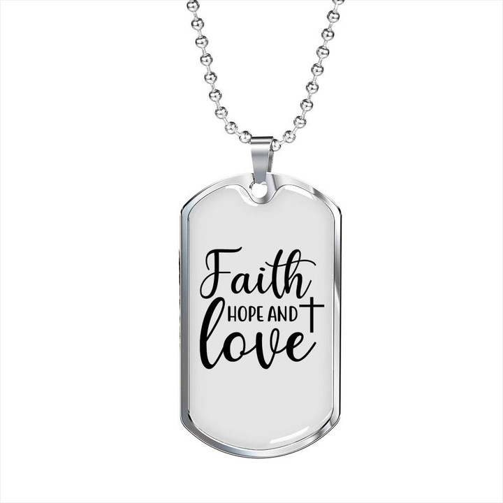 Faith Hope And Love Christian Dog Tag Pendant Necklace Gift For Dad